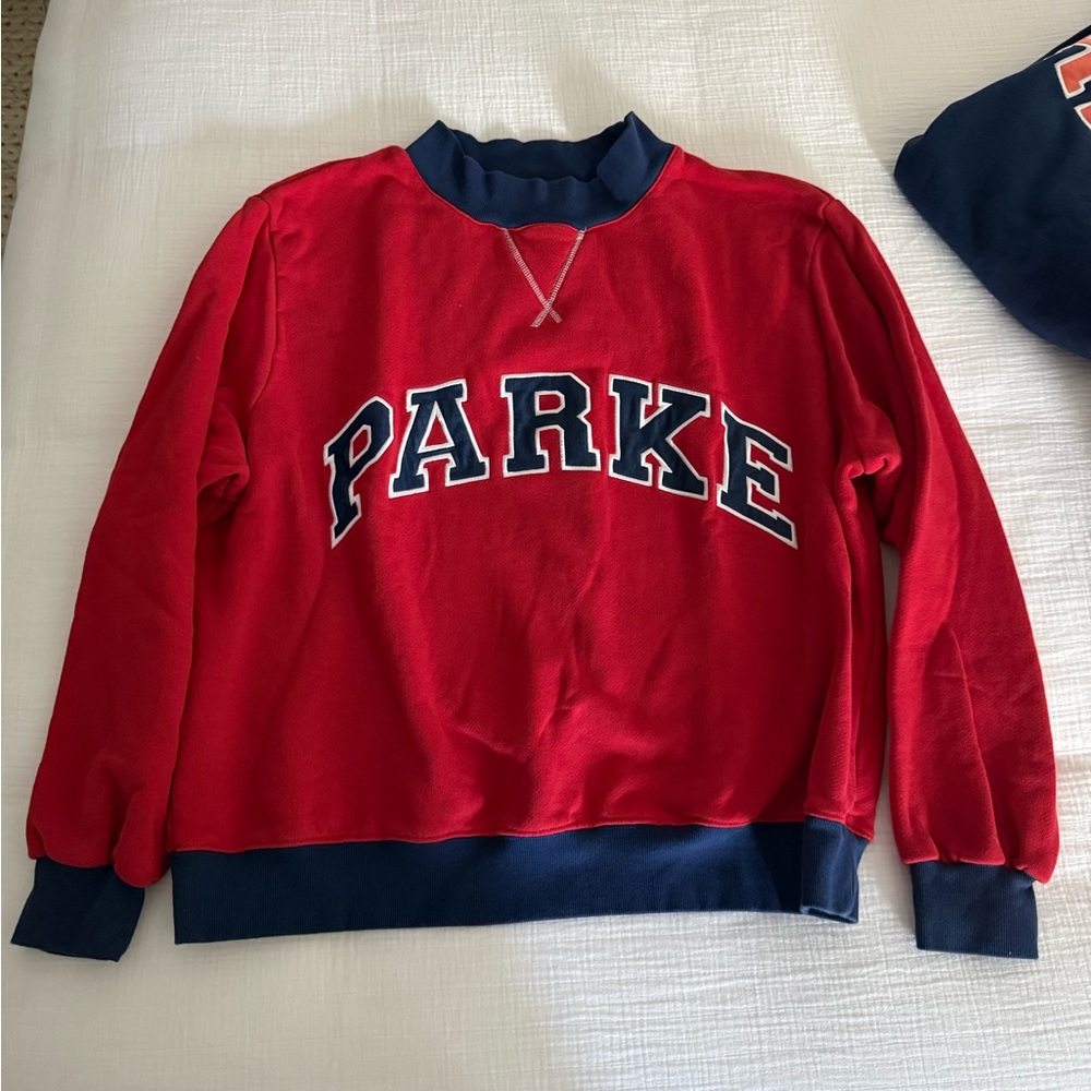 Parke Red and Navy Turtleneck Sweater